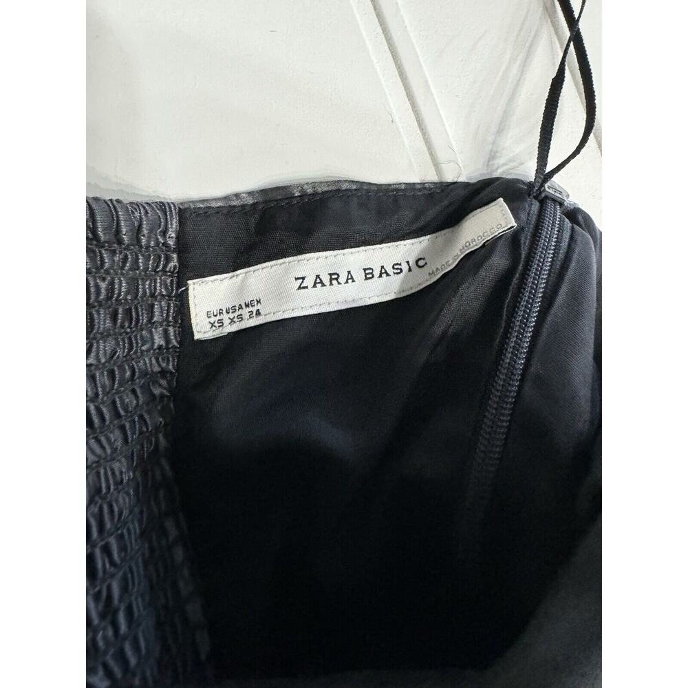 ZARA Basic Gray Grey Strapless Taffeta Bubble Cocktail Dress Back Sash Size XS - Picture 5 of 7
